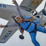 Union minister Gajendra Singh Shekhawat skydives on World Skydiving Day